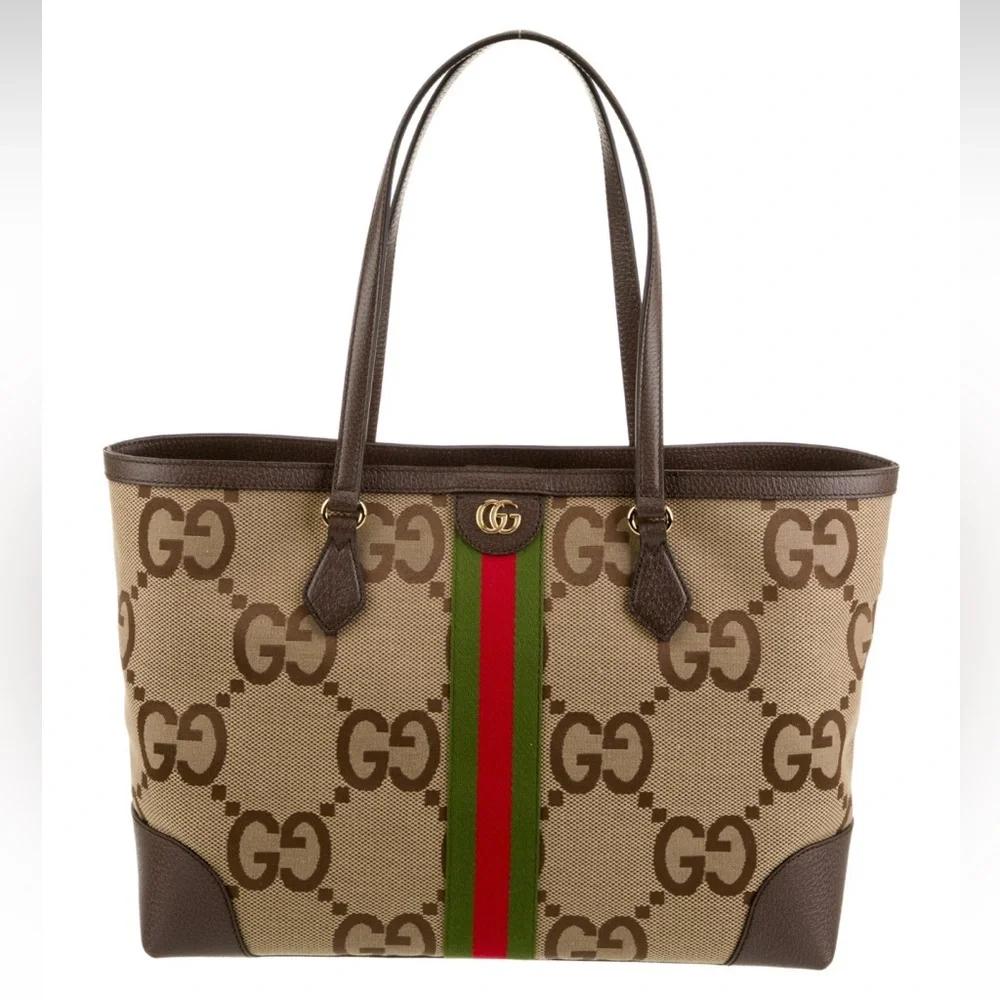 Auth GUCCI Tote Bag • Jumbo GG Medium Size Ophidia Authentic Canvas Leather